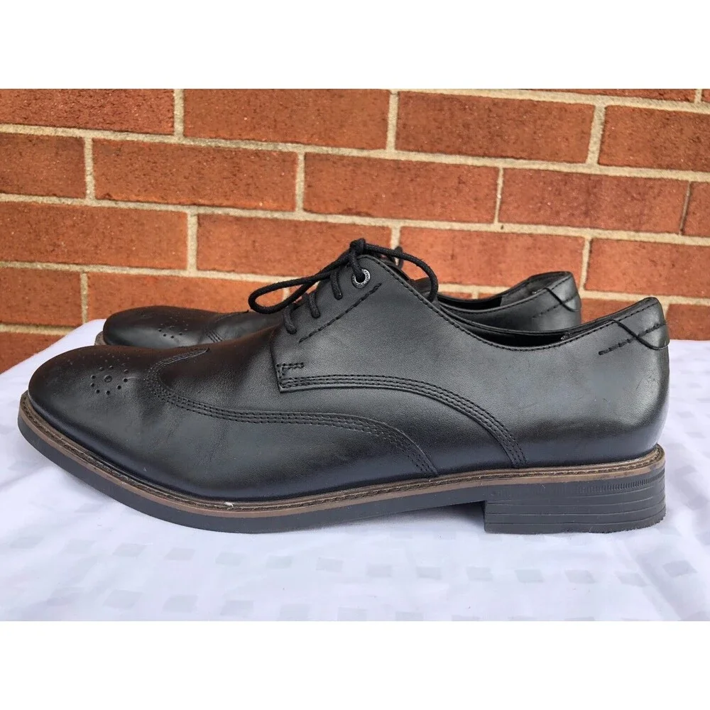 Rockport Men Black Leather Dress Casual Wingtip Oxfords Size 13 M